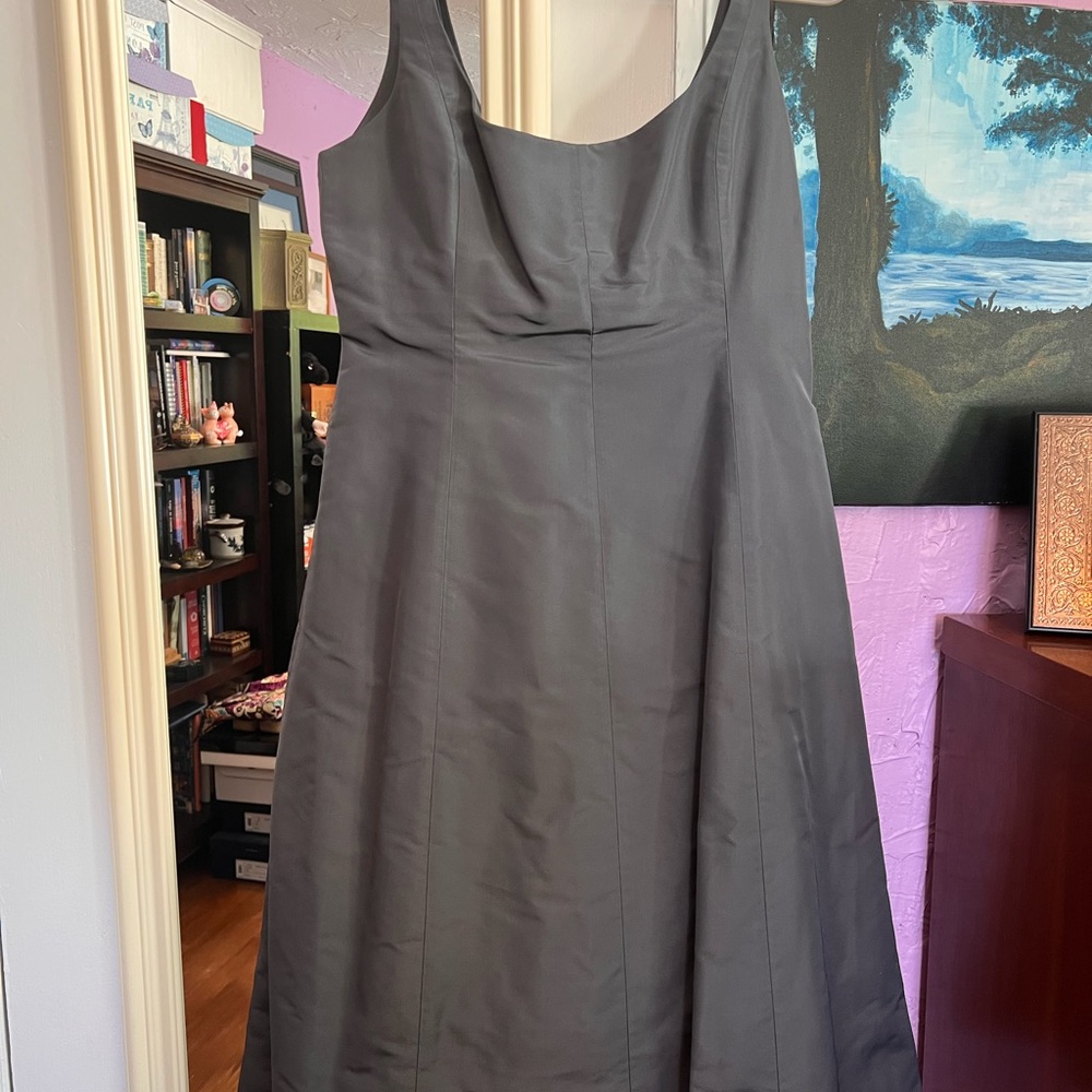 J. Crew Grey Silk A-Line Midi Dress Scoop Neck Sleeveless
